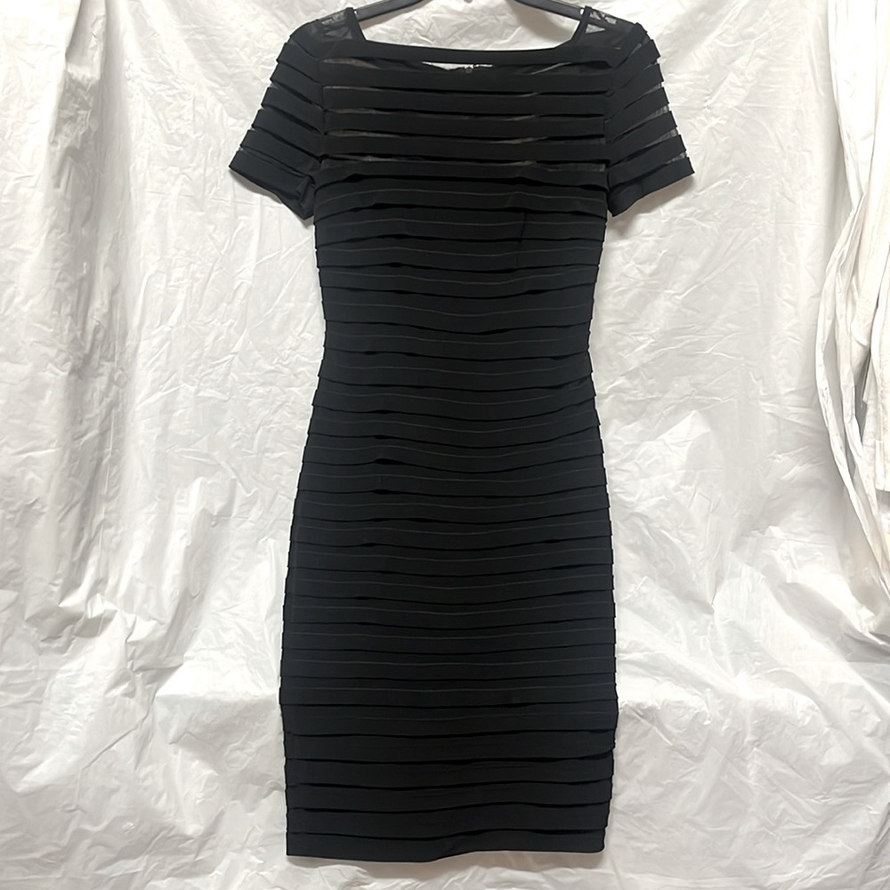 Adrianna Papell black banded sheath dress